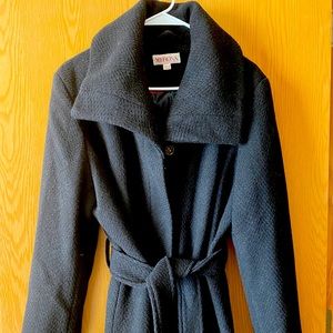 Stylish black winter trench coat